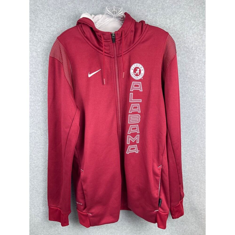 Nike Dri Fit Alabama Hoodie Men's L Red Long Sleeve Full Zip On Field NCAA‎